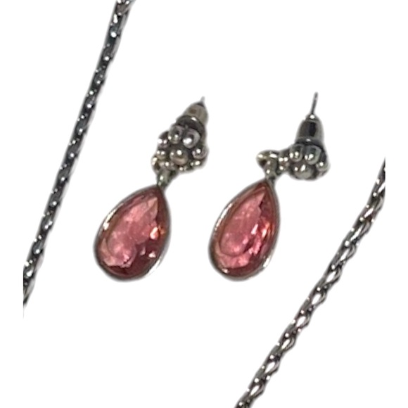 BRIGHTON 3 PIECE SET -LaVie Iridescent Pink Crystal Cross w/ Earrings & Bracelet - Picture 3 of 15